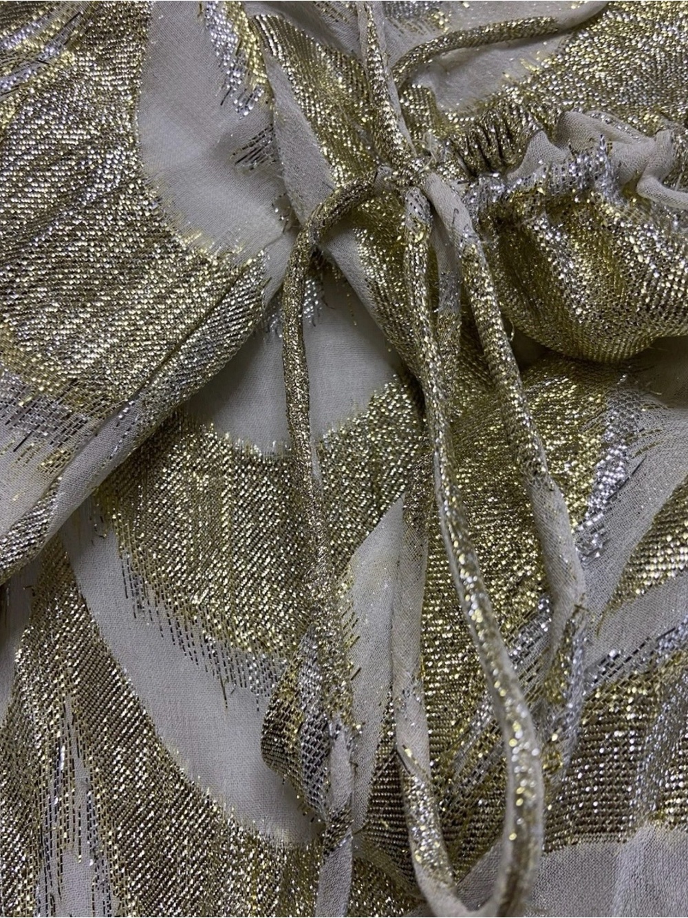 Free People Jen’s Pirate Booty Lima Metallic Mini A-line, White/Gold Glam (L) - Picture 10 of 12